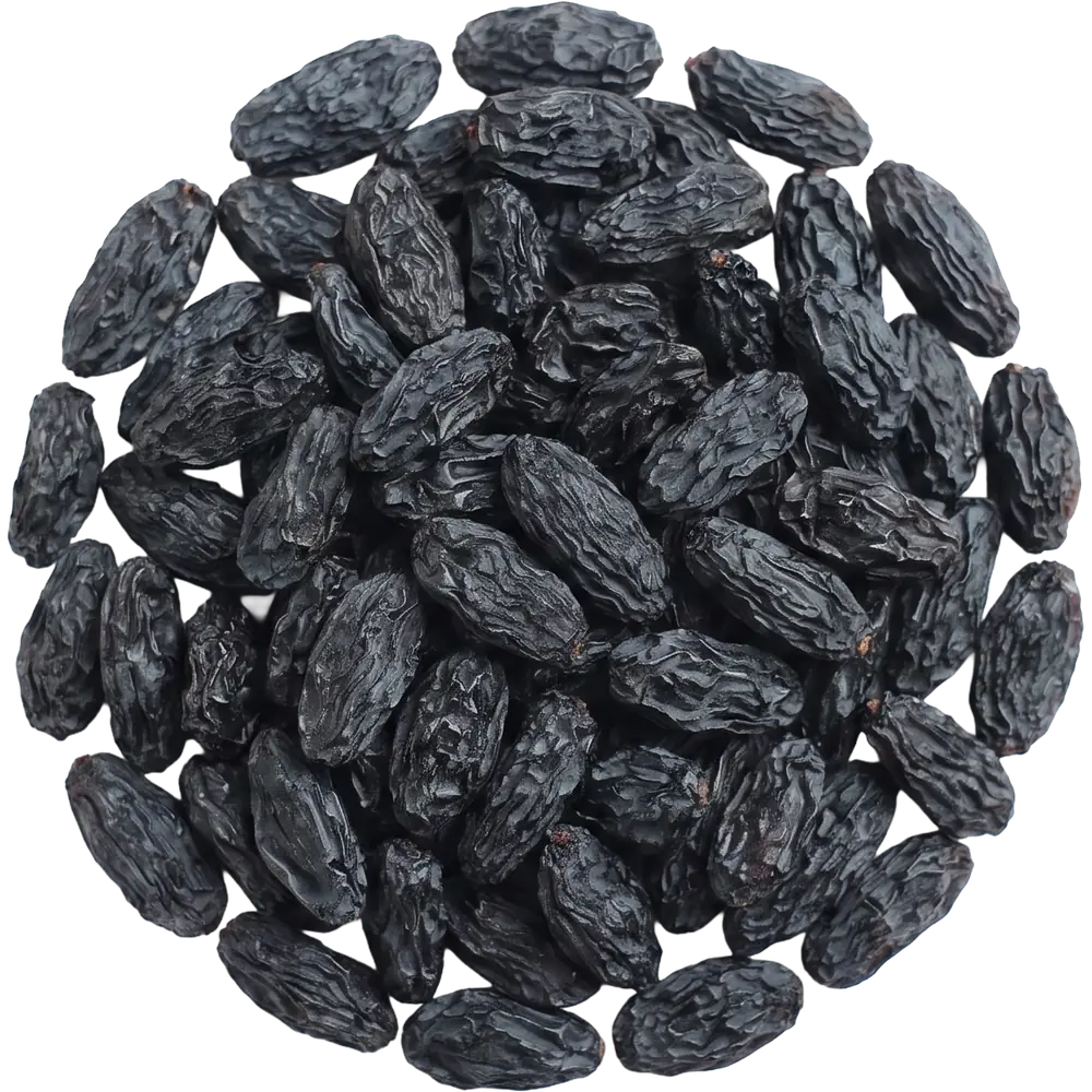 Black raisins, Kish Mish variety, in a loose pile